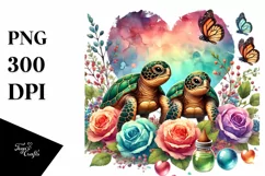 Two Baby Turtles with Heart PNG Product Image 1