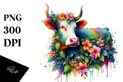 Abstract Frame Vibrant Cow PNG Product Image 3