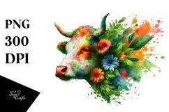 Abstract Frame Vibrant Cow PNG Product Image 3