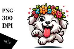 Excited Dog with Flower Crown PNG Product Image 1
