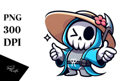 Cute Cartoon Reaper Sillfully Jumping, PNG Product Image 1