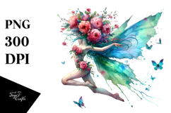 Fairy with Floral Wreath, Vibrant Watercolor Product Image 1
