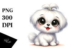 Cartoon Maltese with Big Eyes PNG Product Image 1