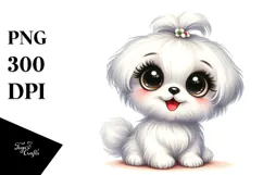 Cartoon Maltese with Big Eyes PNG Product Image 1