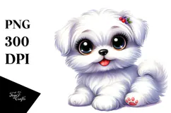 Cartoon Maltese with Big Eyes PNG Product Image 1