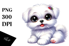 Cartoon Maltese with Big Eyes PNG Product Image 1