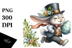 Watercolor Bunny with Egg, PNG Product Image 1