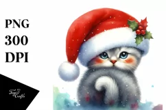 a Cute Vibrant Cat with Christmas Decorations PNG Product Image 1