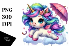 Cute Baby Unicorn Jumping PNG Product Image 3