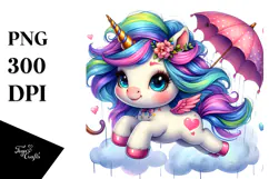 Cute Baby Unicorn Jumping PNG Product Image 1