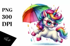Cute Baby Unicorn Jumping PNG Product Image 1