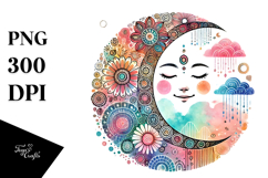 Boho Smiling Half Moon PNG Product Image 1
