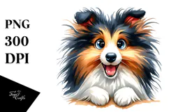 Happy Cartoon Collie, High-Quality PNG Product Image 1