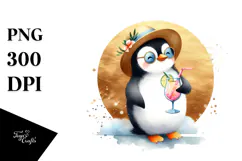 Funky Penguin with Cocktail, PNG Product Image 1