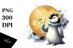 Funky Penguin with Cocktail, High-Res PNG Product Image 1
