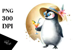 Funky Penguin with Cocktail, High-Quality PNG Product Image 1