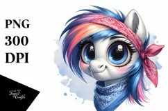 Goofy Poney Portrait with Bandana and Shy Eyes Clipart Product Image 3