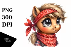 Goofy Poney Portrait with Bandana and Shy Eyes Clipart Product Image 1
