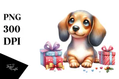Cute Christmas Dachshund, High-Quality PNG Product Image 1