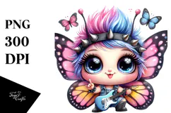 Smiling Baby Butterfly with Rocker Look PNG Product Image 1