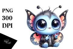 Smiling Baby Butterfly with Rocker Look PNG Product Image 1