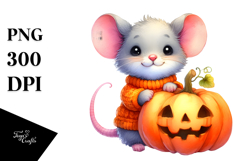 Vibrant Baby Mouse with Pumpkin Clipart Product Image 1