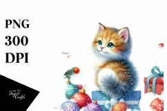 Cute Christmas Cat, High-Quality PNG Product Image 1