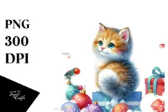 Cute Christmas Cat, High-Quality PNG Product Image 1