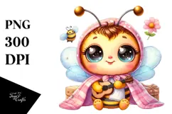 Baby Bee with Spring Clothes, Colorful PNG Product Image 1