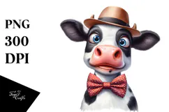 Funny Cow with Bow and Tie, Transparent PNG Product Image 1