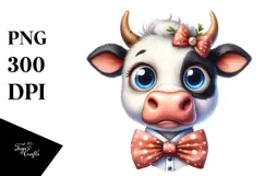 Funny Cow with Bow and Tie, Premium PNG Product Image 1