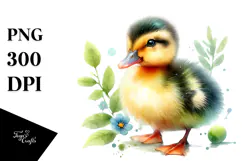Baby Duck Sleeping on Flower PNG Product Image 1