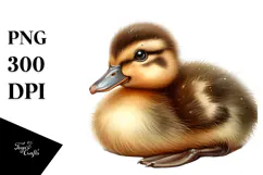 Digital Watercolor Baby Duck PNG Product Image 1