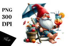 Whimsical Gnome with Cocktail, High-Res PNG Product Image 1