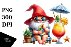 Whimsical Gnome with Cocktail, High-Quality PNG Product Image 1