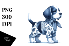 Blue Toile Dog PNG Product Image 1