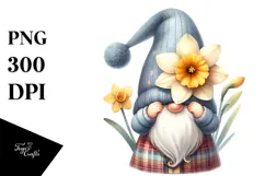 Cute Gnome with Daffodil Floral PNG Product Image 1