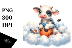 Baby Cow Basketball Play | Sublimation Clipart Product Image 1