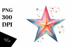 Colorful Simple Watercolor Pastel Star Product Image 1