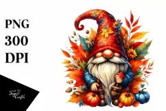 Detailed Vibrant Autumn Gnome PNG Product Image 3