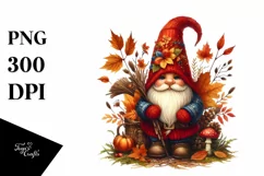 Detailed Autumn Gnome PNG Product Image 1