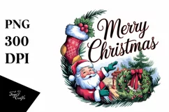 Santa Engraved Christmas Design PNG Sublimation Digital Product Image 1