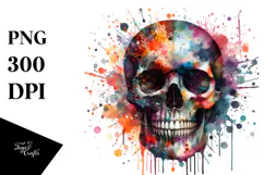 Colorful Skull with Splashes, Transparent PNG Product Image 1