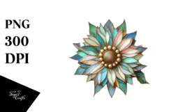 Glossy Sunflower with Metallic Insertions PNG Product Image 1