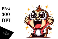 Goofy Cartoon Monkey with Wide Eyes PNG Product Image 1