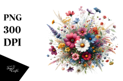 A Colorfull Watercolor with Wild Flowers PNG Product Image 1