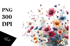 A Colorfull Watercolor with Wild Flowers PNG Product Image 1