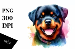 Watercolor Cute Colorful Rottweiler | Clipart Product Image 3