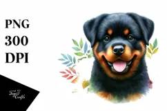 Watercolor Cute Colorful Rottweiler | Clipart Product Image 1