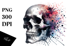 Skull with Watercolor Splashes PNG Product Image 1